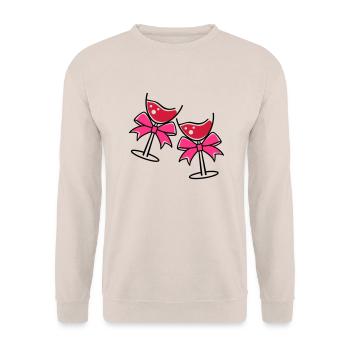 glases wine - Unisex Pullover - Sand - Vorne - Alina (178cm) & Michal (187cm)