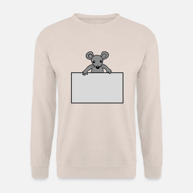 Maus mit Schild - Unisex Pullover - Sand