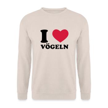 I Love Vögeln - Unisex Pullover - Sand - Vorne - Alina (178cm) & Michal (187cm)