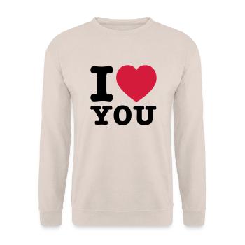 I Love You 2 - Unisex Pullover - Sand - Vorne - Alina (178cm) & Michal (187cm)