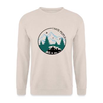 I hate people... - Unisex Pullover - Sand - Vorne - Alina (178cm) & Michal (187cm)