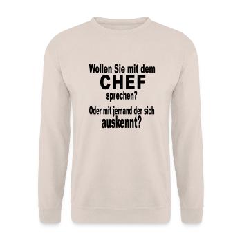 Chef Boss Bürohumor - Unisex Pullover - Sand - Vorne - Alina (178cm) & Michal (187cm)