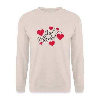 Just Married Logo - Sweat-shirt Unisexe - sable - Devant - Alina (178cm) & Michal (187cm)