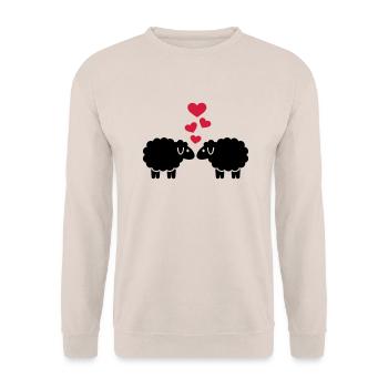Schaf - Unisex Pullover - Sand - Vorne - Alina (178cm) & Michal (187cm)