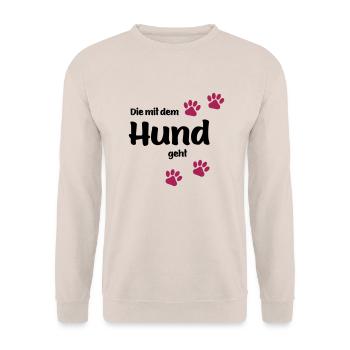 Die Mit Dem Hund Geht - Edition Colored Paw - Unisex Pullover - Sand - Vorne - Alina (178cm) & Michal (187cm)