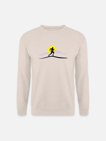 Laufen, Läufer und Berge mit Sonne - Unisex Pullover - Sand