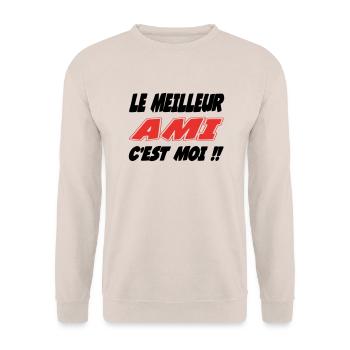 Der beste FREUND bin ich!! - Unisex Pullover - Sand - Vorne - Alina (178cm) & Michal (187cm)