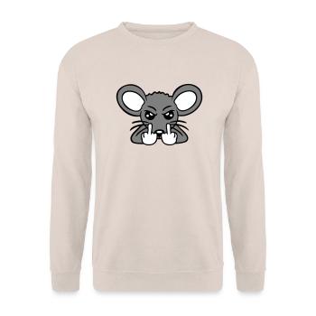 Maus Böse Wütend Frustriert Aggressiv Mittelfinger - Unisex Pullover - Sand - Vorne - Alina (178cm) & Michal (187cm)