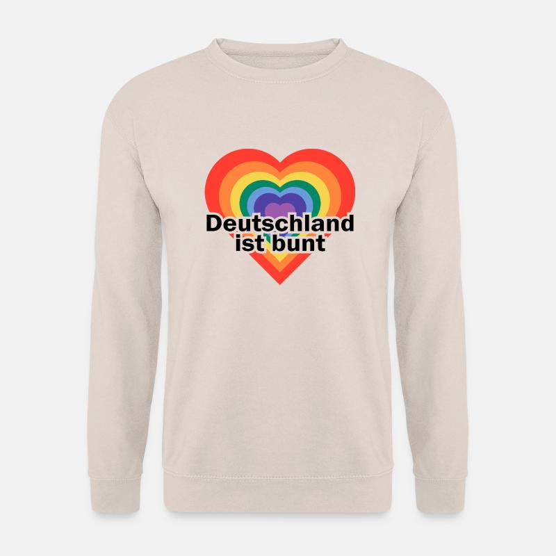 Deutschland ist bunt Herz in Regenbogen Farben - Unisex Pullover - Sand