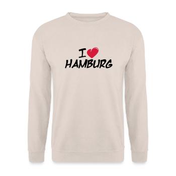 I love Hamburg / I Love Hamburg - Unisex Sweatshirt - sand - Front - Alina (178cm) & Michal (187cm)