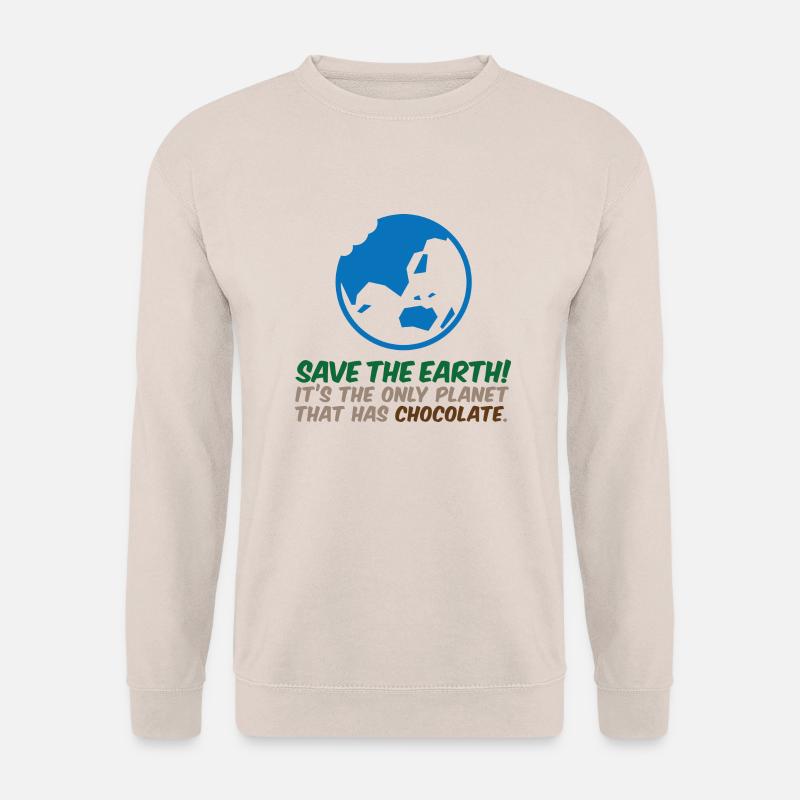 Rettet den Planeten. Hier gibt es Schokolade! - Unisex Pullover - Sand
