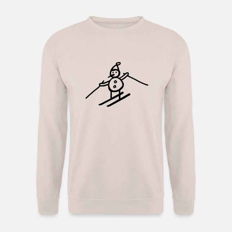 Schneemann auf Skiern - Unisex Pullover - Sand