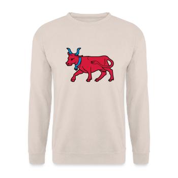 drawing red cow vector butcher breeder - Unisex Sweatshirt - sand - Front - Alina (178cm) & Michal (187cm)