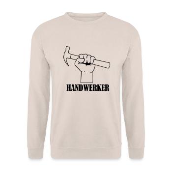 handwerker_01 - Unisex Pullover - Sand - Vorne - Alina (178cm) & Michal (187cm)