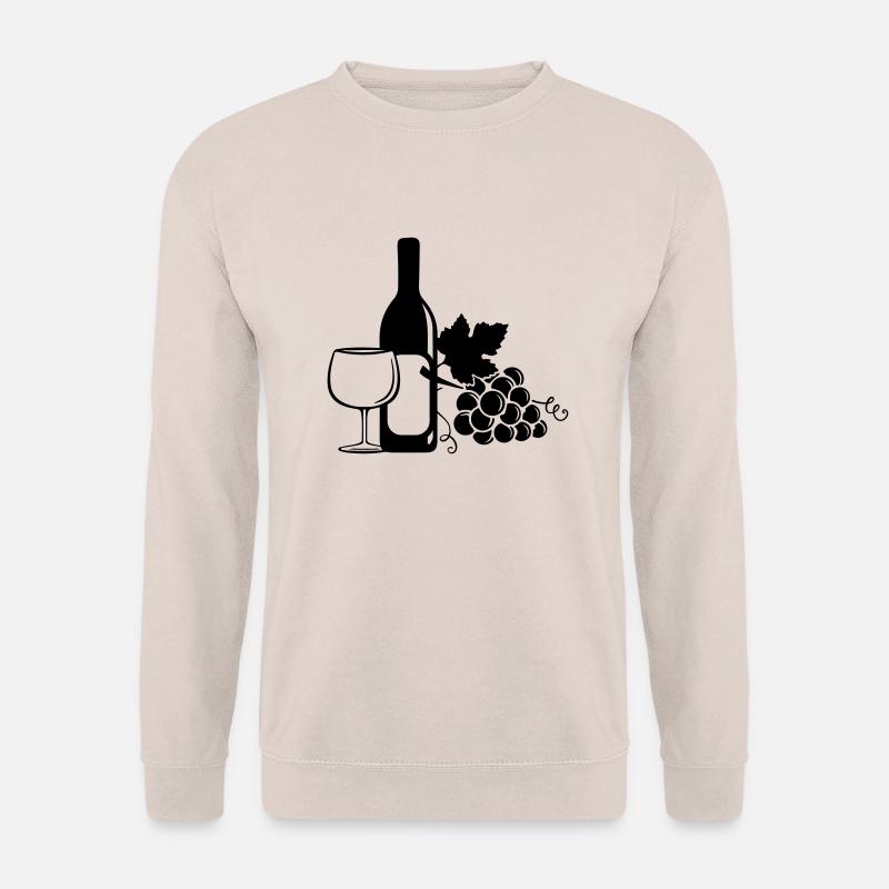 wine bottle grapes - Unisex Pullover - Sand