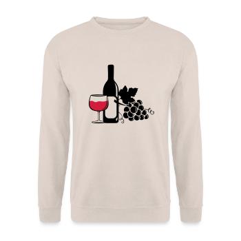 wine bottle grapes - Unisex Pullover - Sand - Vorne - Alina (178cm) & Michal (187cm)