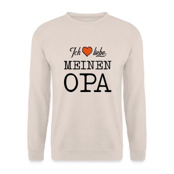 Ich liebe meinen Opa Herz - Unisex Pullover - Sand - Vorne - Alina (178cm) & Michal (187cm)