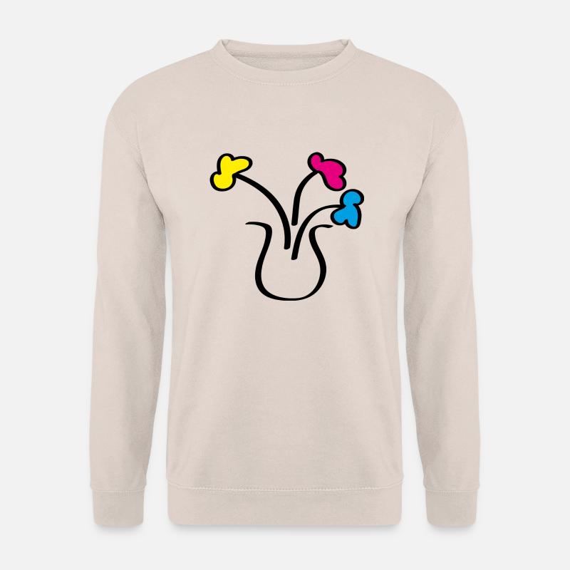 Abstrakte Zeichnung Blumen in einer Vase - Unisex Pullover - Sand