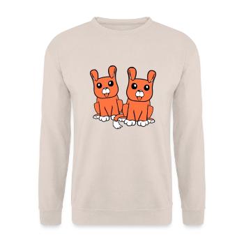 2 chiens équipe assis deux amis équipage heureux - Sweat-shirt Unisexe - sable - Devant - Alina (178cm) & Michal (187cm)