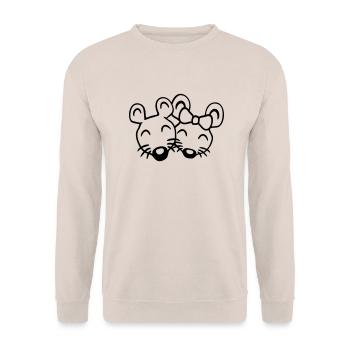2 Mäuse Paar Zwei Verliebt Valentinstag Frau Mann - Unisex Pullover - Sand - Vorne - Alina (178cm) & Michal (187cm)