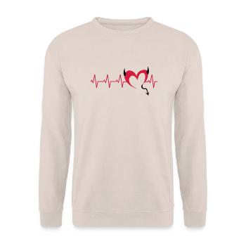 herz-teufel-ekg - Unisex Pullover - Sand - Vorne - Alina (178cm) & Michal (187cm)