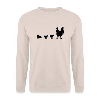 Henne und Küken - Unisex Pullover - Sand - Vorne - Alina (178cm) & Michal (187cm)