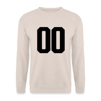 Nummer 00 große Zahlen Massive Ziffern - Unisex Pullover - Sand - Vorne - Alina (178cm) & Michal (187cm)