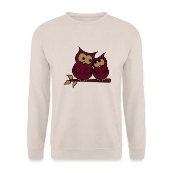 owls in love - Unisex Pullover - Sand - Vorne - Alina (178cm) & Michal (187cm)