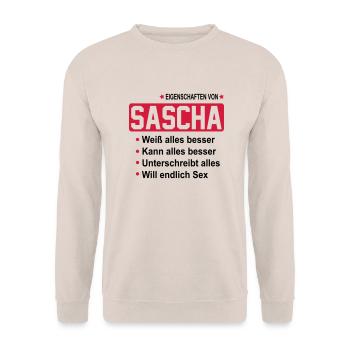 sascha - Unisex Pullover - Sand - Vorne - Alina (178cm) & Michal (187cm)