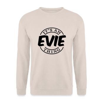 evie its an name thing cool stamp logo - Unisex Sweatshirt - sand - Front - Alina (178cm) & Michal (187cm)