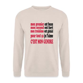 Mon gendre est beau - Unisex Pullover - Sand - Vorne - Alina (178cm) & Michal (187cm)