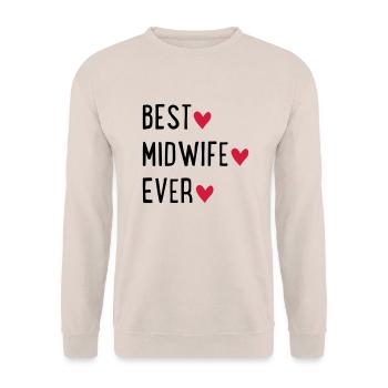 sage-femme - Sweat-shirt Unisexe - sable - Devant - Alina (178cm) & Michal (187cm)