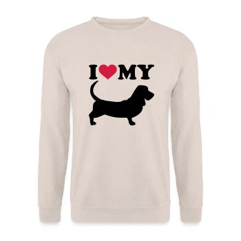 Basset Hound - Unisex Pullover - Sand - Vorne - Alina (178cm) & Michal (187cm)