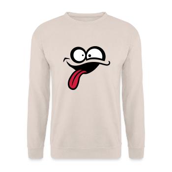 Verrücktes Comic Gesicht - Unisex Pullover - Sand - Vorne - Alina (178cm) & Michal (187cm)