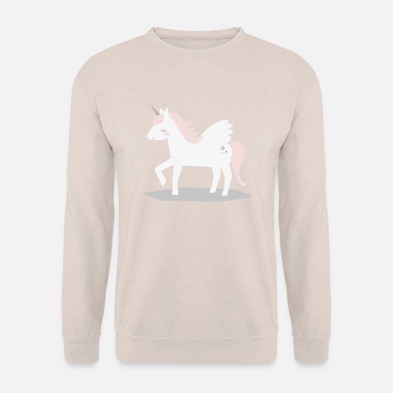 Zartes Einhorn-Design mit Flügeln und Sternen - Unisex Pullover - Sand