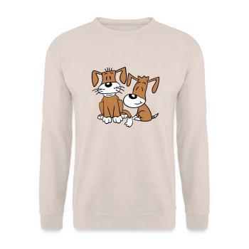 2 chiens équipe assis deux amis équipage heureux - Sweat-shirt Unisexe - sable - Devant - Alina (178cm) & Michal (187cm)