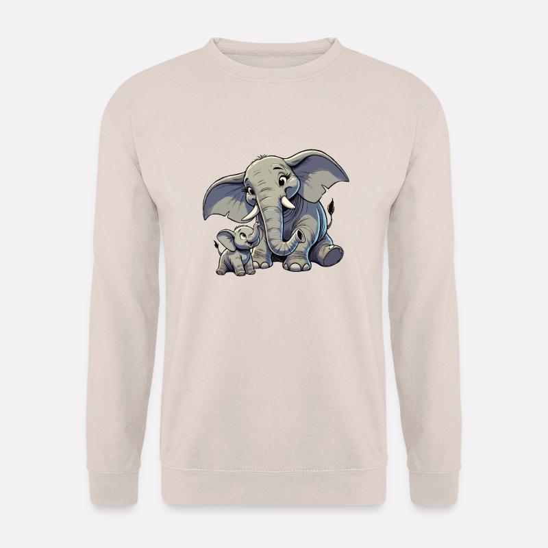 Afrikanischer Elefant Mutter und Kind - Unisex Pullover - Sand