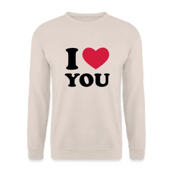 I Love You - Unisex Pullover - Sand - Vorne - Alina (178cm) & Michal (187cm)
