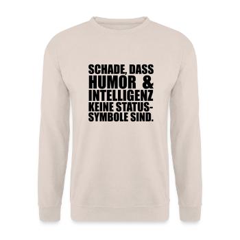 Intelligenz Statussysmbol - Unisex Pullover - Sand - Vorne - Alina (178cm) & Michal (187cm)
