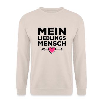 mein lieblings mensch herz - Unisex Pullover - Sand - Vorne - Alina (178cm) & Michal (187cm)