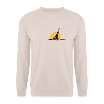 Schiffe - Segelboot Sonne - Unisex Pullover - Sand - Vorne - Alina (178cm) & Michal (187cm)