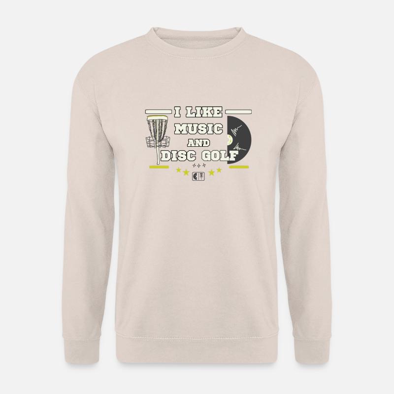 Ich mag Musik und Disc Golf - Unisex Pullover - Sand