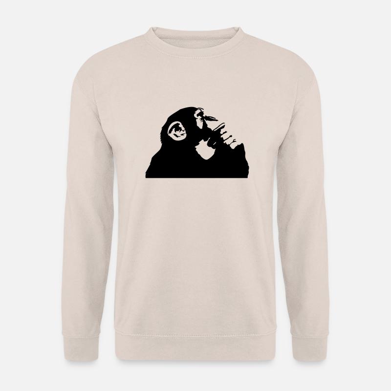 nachdenklicher Schimpanse - Unisex Pullover - Sand