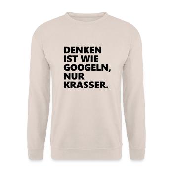 Denken googeln krasser - Unisex Pullover - Sand - Vorne - Alina (178cm) & Michal (187cm)