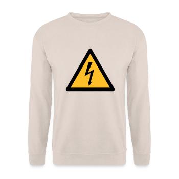 Hazard Symbol - High Voltage (2-color) - Unisex Sweatshirt - sand - Front - Alina (178cm) & Michal (187cm)