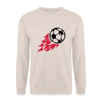 fire_soccer_ball_bx2 - Unisex Pullover - Sand - Vorne - Alina (178cm) & Michal (187cm)
