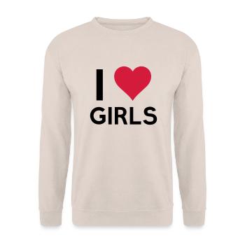 i_love_girls - Sweat-shirt Unisexe - sable - Devant - Alina (178cm) & Michal (187cm)