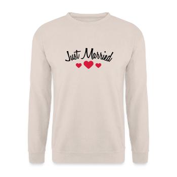 Just Married Hearts Logo Design - Unisex Sweatshirt - sand - Front - Alina (178cm) & Michal (187cm)