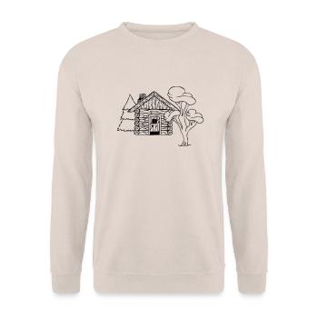 Wooden hut Cube - Unisex Sweatshirt - sand - Front - Alina (178cm) & Michal (187cm)