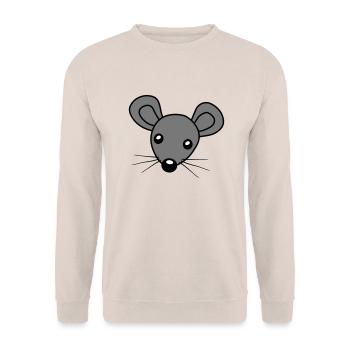 Maus Kopf Clipart - Unisex Pullover - Sand - Vorne - Alina (178cm) & Michal (187cm)